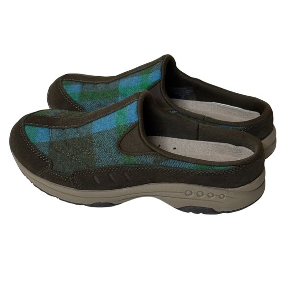 Easy Spirit Traveltime Blue Green Plaid Slip-On Comfort Mules 6.5 - Picture 6 of 9